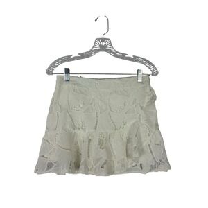 TCEC White Eyelet Lace Ruffle Mini Skort Small‎ Side Zip